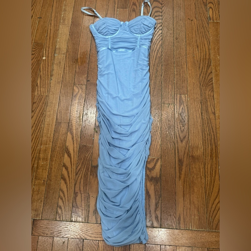 Privy Sky Blue Gathered Maxi Dress